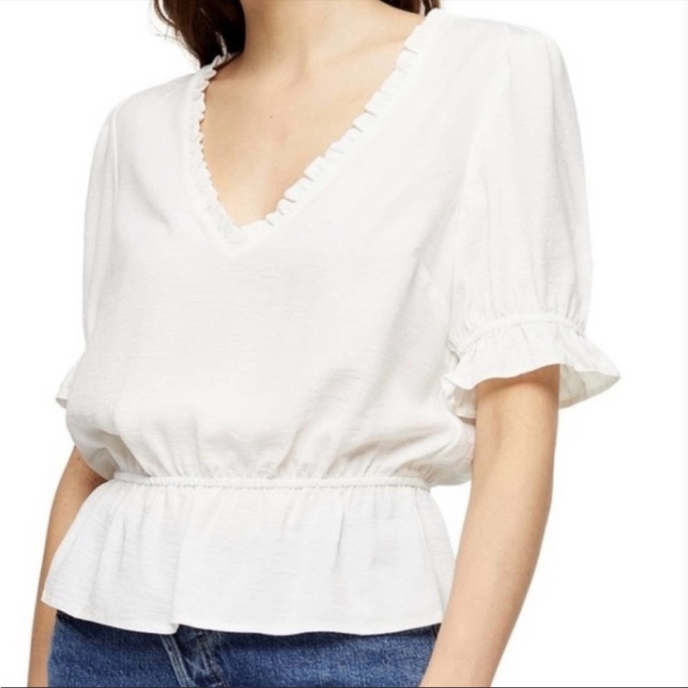 TOPSHOP Morgan Ruffle Trim Peplum Top NWOT